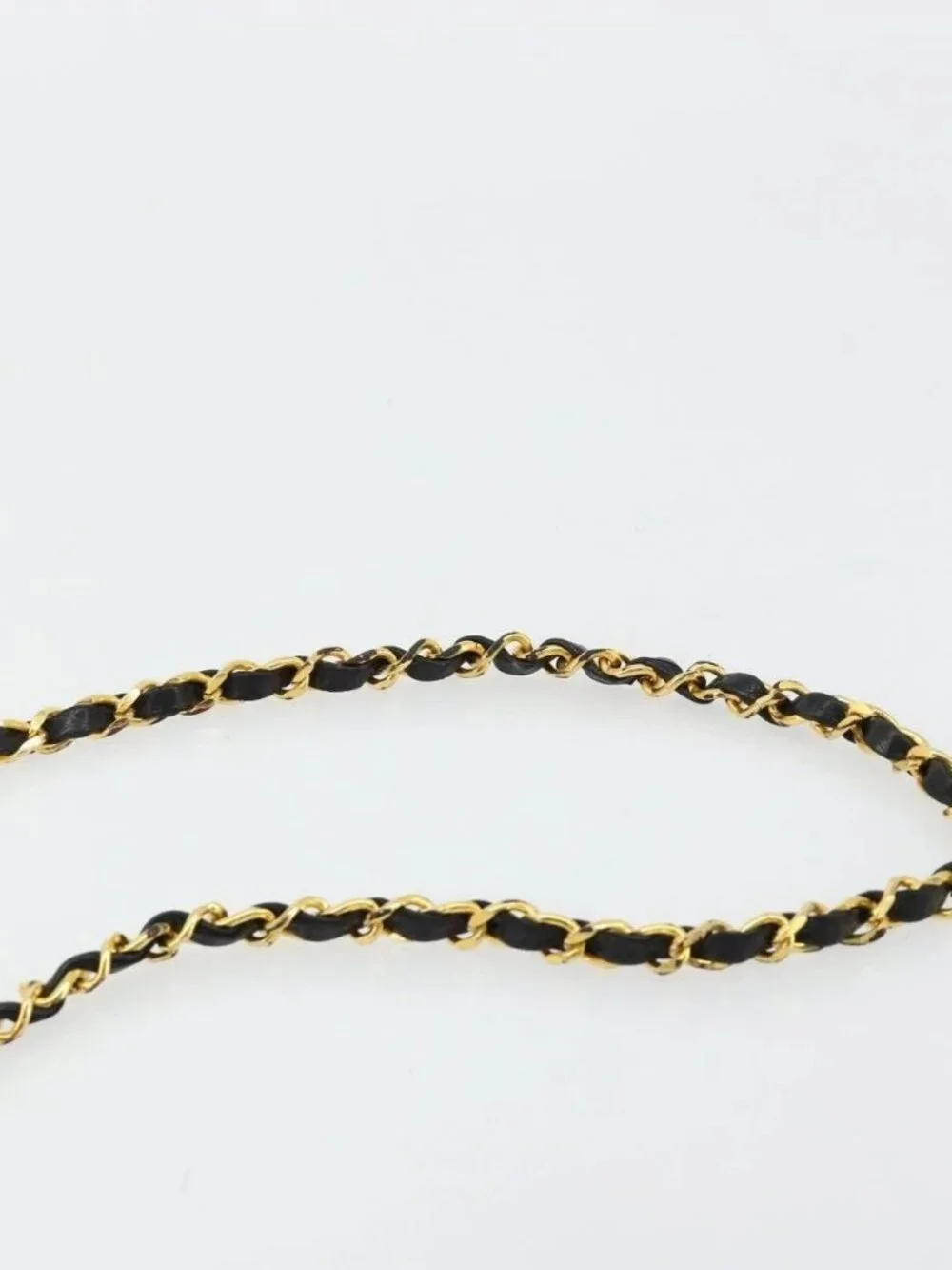 CHANEL Matelasse Chain Shoulder Bag Cotton Black Gold CC Auth 184947
